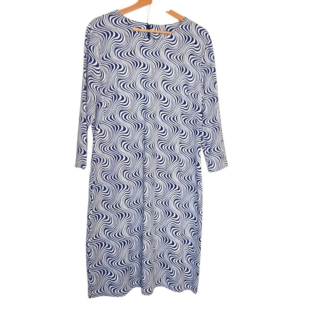 J. Mclaughlin Nicola Zebra Blue Print Layered Catalina Cloth Dress Size XL